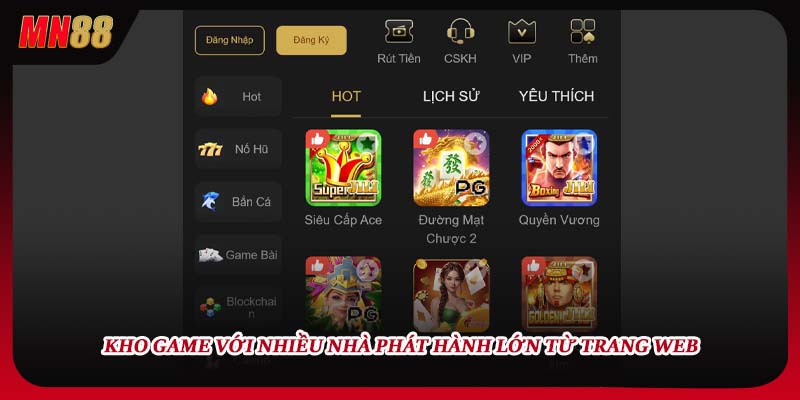 Kho game với nhiều nhà phát hành lớn từ trang web